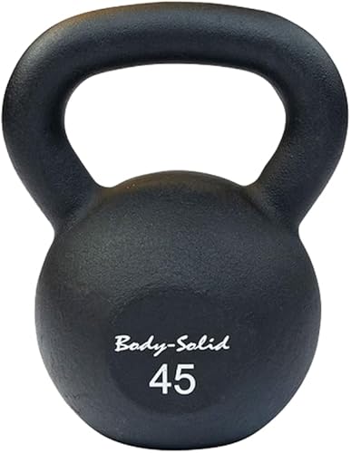 Miniatura 12 de Body-Solid - Pesa rusa de recubrimiento en polvo negro mate con mango de agarre, pesas rusas perfectas para entrenamiento con pesas y equipo de