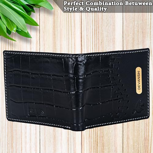 Image of HORNBULL Men's Personalized Wallet I Customized Slim Stylish Leather Purse with Name I Unique Birthday Gift for Men Boy Love Husband (Charcoal)