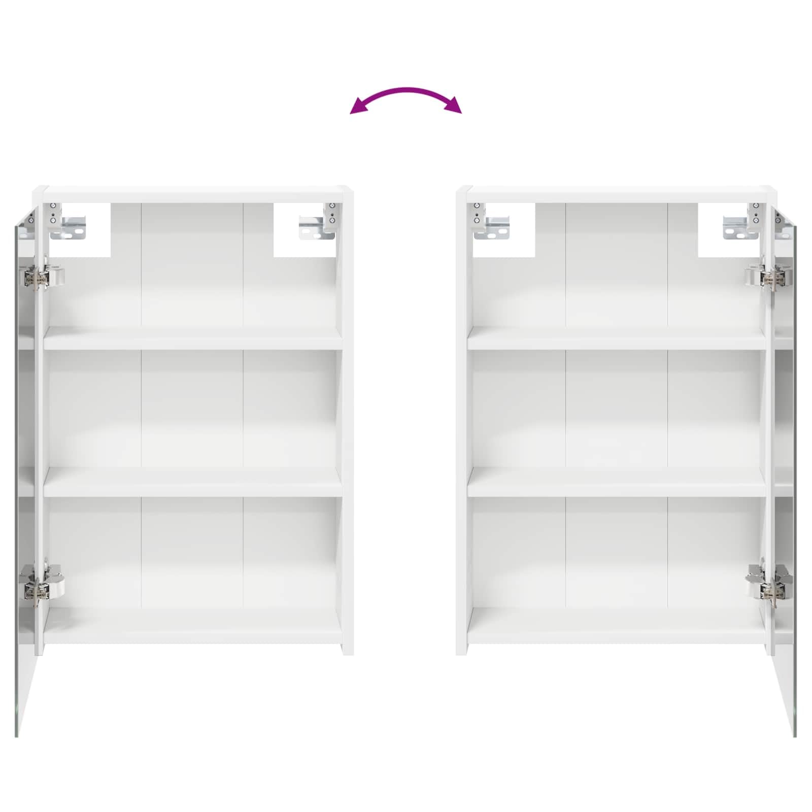 Armadietto da bagno a specchio bianco in legno 43 x 16 x 62,5 cm con porta, 2 ripiani regolabili, da appendere alla parete per lavabo, mobili da bagno, vano portaoggetti, cosmetici e