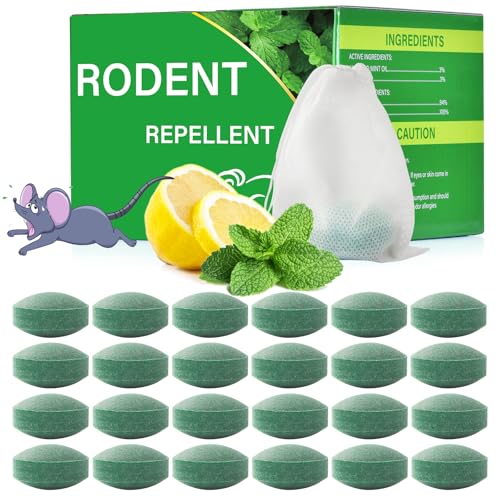 Mouse Rodent Repellent, 24 Pack Peppermint Oil for Mice Mouse Rats Squirrel Spider Pests Control Indoor & Outdoor Use, Natural Deterrent Replace Trap Poisoning Family & Pet Safe Green
