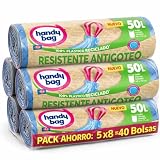 Handi Bag Bolsas de Basura 50 L Resistentes Antigoteo – Pack Ahorro 5 x 8 | 40...