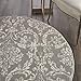 Nourison Jubilant Damask Grey 5'3'' x Round Area-Rug, Easy-Cleaning, Non Shedding, Bed Room, Living Room, Dining Room, Kitchen (5 Round)