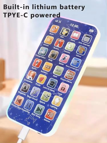 Image of Goyal's Kids Educational Music Phone Toy with Lights & Sound | Rechargeable Type C Learning Mobile for Toddlers | ABC Numbers Animals Sound Toy Phone | Interactive Early Learning Toy for Boys & Girls