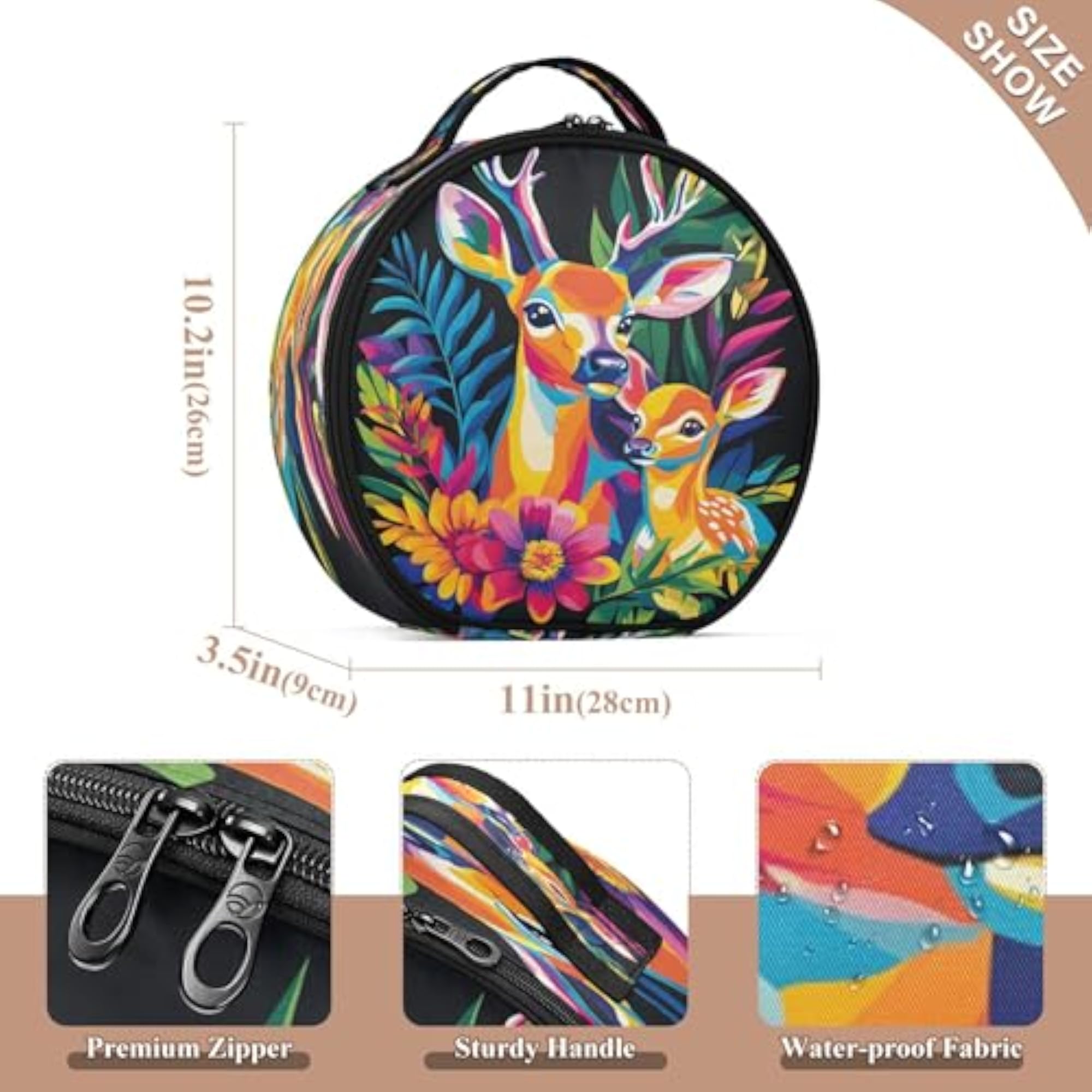 Colorful Deer Travel Makeup Case
