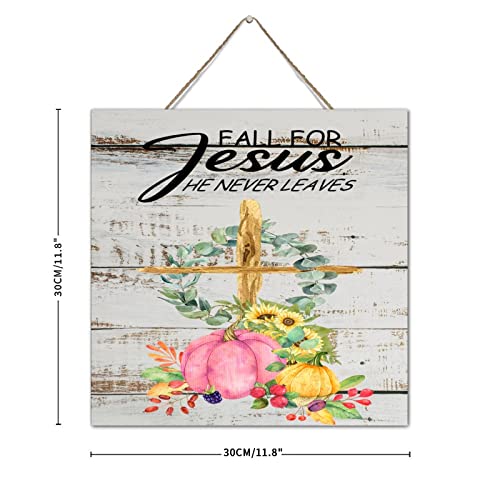 Décoration murale en bois Fall for Jesus rétro de 30,5 cm pour Action de grâce - 4
