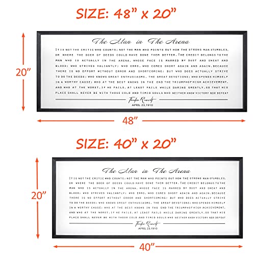 The Man In The Arena 48”X20” Framed Inspirational Wall Art For Home Decor Sign Office Wall Decor Motivational Signs (48X20 Inch, Black) #TOP5