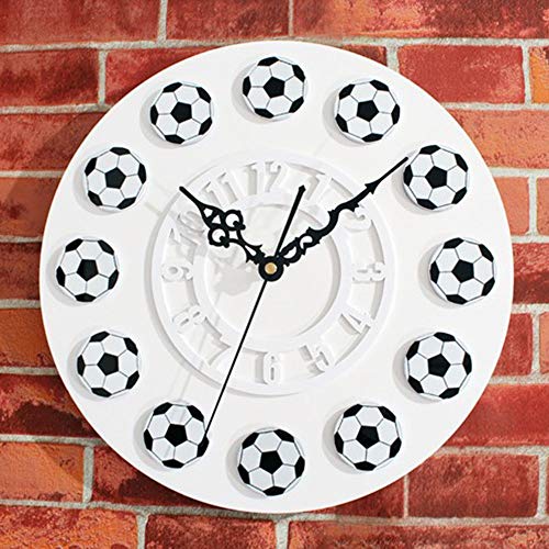 Horloge murale football acrylique muette noire créative 30cm