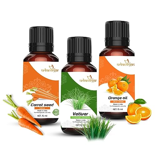 Image of Pure Combo Of 3 Essential oil For Hair & Skin Natural Therapeutic Grade & Undiluted Oil 15ML (Carrotseed-Vetiver-Orange)