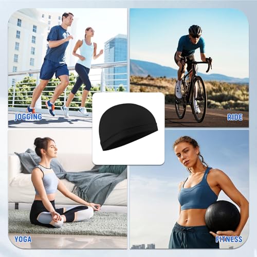 Fahrradmütze Unter Helm, 4 Stück Fahrrad Unterziehmütze, Ddünne Mütze Herren Damen, Atmungsaktiver Eisseidenhut Sommer Sportmütze Multifunktionale Skull Cap, Schlafmütze, Laufmütze,Chemo Kopfbedeckung