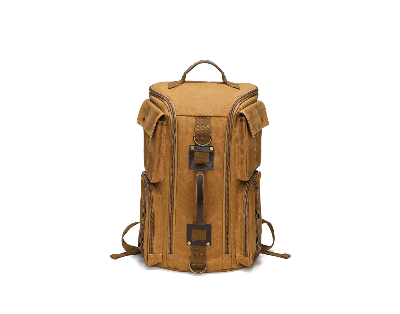 peacechaos Heavy-Duty Waxed Canvas Backpack for Men,17" Laptop Rucksack with Genuine Leather, Multi-Pocket Travel Bag