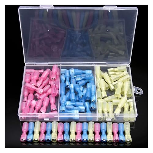 90Pcs Heat Shrink Female Wire Spade Crimp Terminals Insulated Electrical Wire Connectors Quick Disconnect Connectors