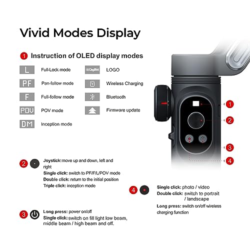 Image of Digitek (DSG-010 PRO) 3-Axis Black Smartphone Gimbal Pocket Size Foldable with Wireless Charging, 8 Creative Filming Modes, OLED Display & AI Face /Object Tracking, Android & iOS