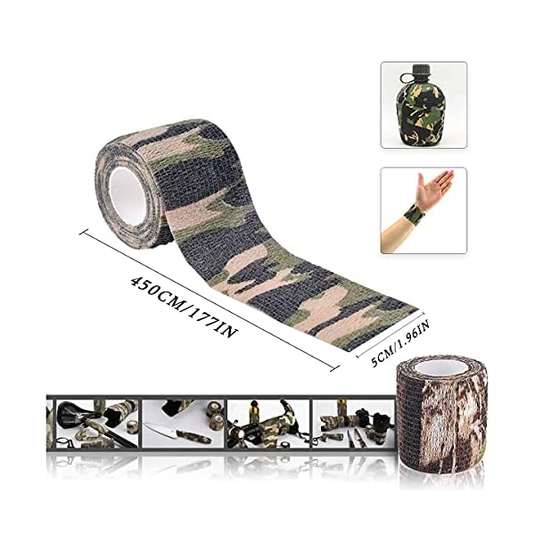 Reixuier Wrap Camouflage Selbstklebender, 6 Stück Camo Tape Stoff, Camouflage Tape Wrap, Selbstklebende Tarnung Band… – Bild 4
