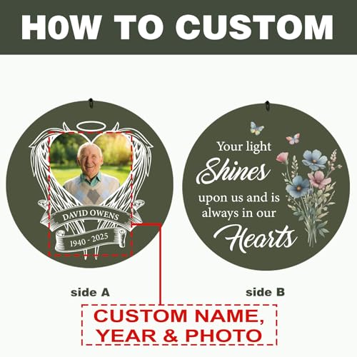 Image of ASTARIN Personalized Wind Chimes in Memory of a Loved One, Bereavement Gifts for Loss of Father, Memorial Gifts Sympathy Deep Tone Wind Chimes for Outdoor, 30 /36 inch Garden Decor(Produced in Texas)