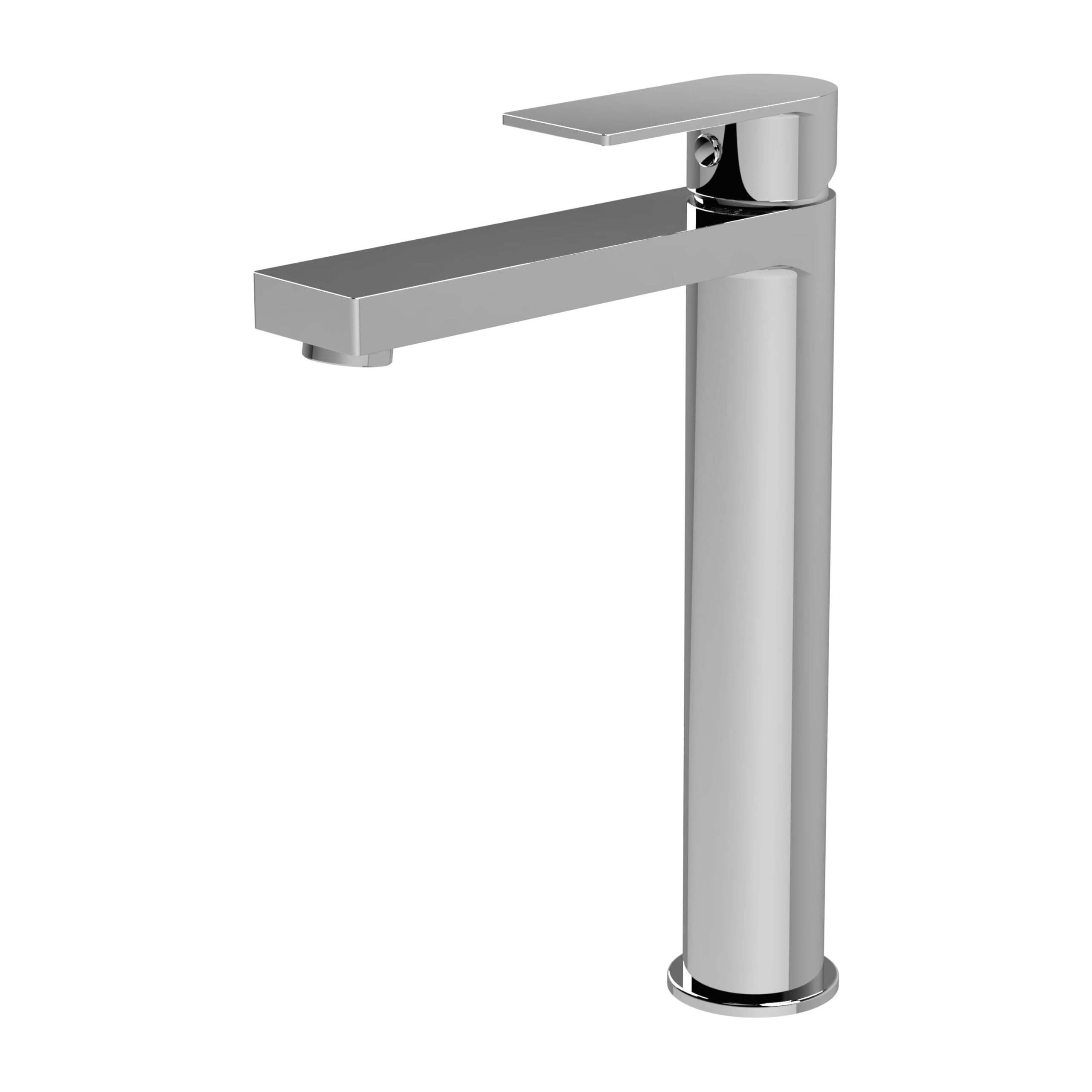 Balterley Tall Basin Mixer Tap, Mono Bathroom Taps, High Rise Monobloc Basin Sink Mixer Tap with Lever Handle, Round Body, Flat Square Spout Sink Taps for Cloakroom - 50 x 190 x 269mm (Chrome)