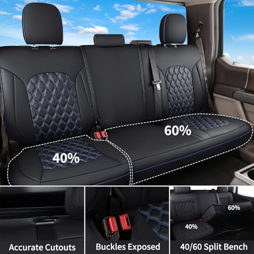 Image of Huidasource Tacoma Front&Back Car Seat Covers, Automotive Seat Cushion Fit for 4th Gen Toyota Tacoma 2024-2026 Double&Crew Cab Trailhunter SR SR5 Limited TRD Sport /Off Road (Full Set /Black&Blue)