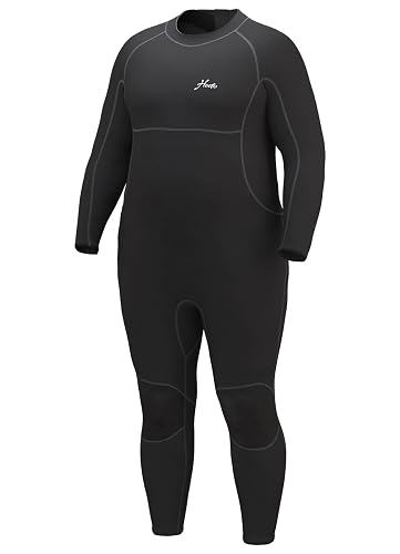 Hevto Men Plus Size 3/2mm Neoprene Back Zip Wet Suit (MP01-Black, 50)