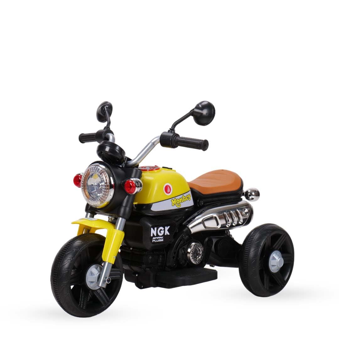 Jammbo 3 Wheel Roadstar Bike | Rechargeable Battery Operated Ride-On Bike for Kids | Ages 1 to 4 Years | Royal Enfield Style | Premium Ride-On Toy Bike for Toddlers - Children - Yellow