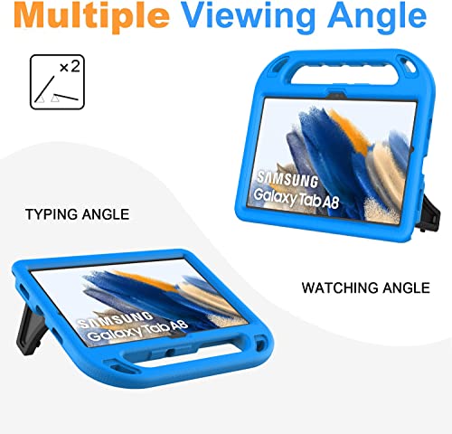 Bmouo Kids Case For Samsung Galaxy Tab A8 10.5 Inch 2022, Galaxy Tab A8 Case With Screen Protector, Shockproof Handle Stand Case For Samsung Galaxy Tab A8 10.5” 2022 (Sm-X200/Sm-X205/Sm-X207), Blue #TOP5
