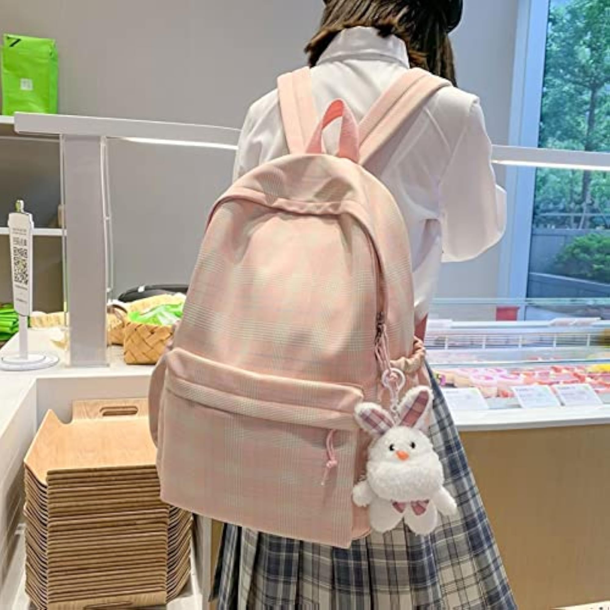 Ladies Plaid Travel Backpack for School