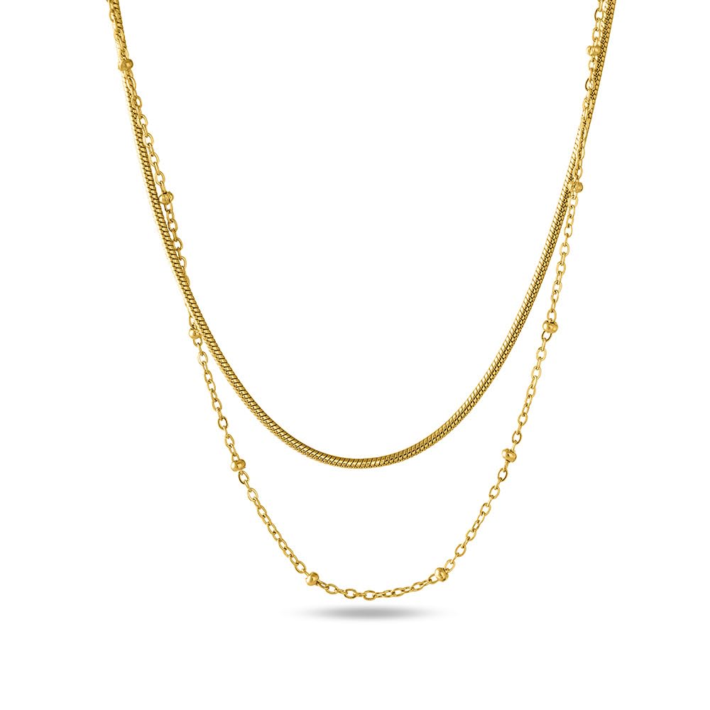 palmonas 18k Gold Plated Double layer choker necklace for Women - Gift for Girls & Women | Waterproof & Anti-Tarnish Necklace-picture-11