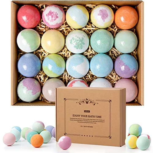 ZenBombs Bath Bombs Gift Set, 20 pcs Natural Shea Butter & Safe Oil Bath Bomb for Skin Moisturizing, Handmade Bubble Bath & Fizzy, Ideal Gift for Women