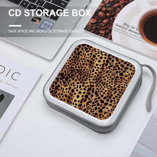 Rangement CD portable imprimé léopard | Étui pour 40 DVD et disques - 4