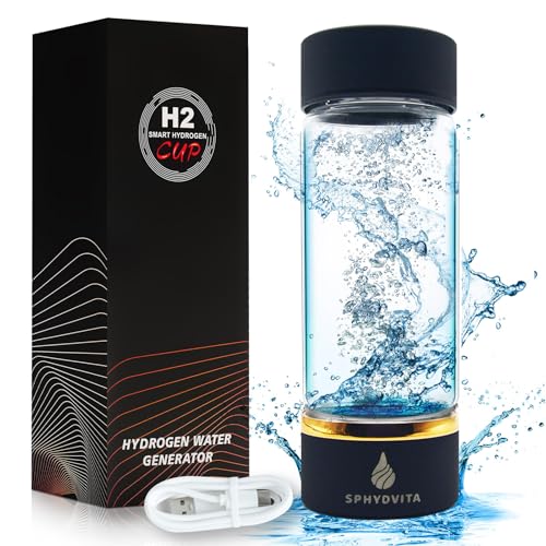 Hydrogen Water Bottle Generator - Up to 4500+ PPB Concentration - SPE/PEM Technology - Certified H2 Generator - Portable Athletic Performance & Hydration System - 6-Hour Hydrogen Retention