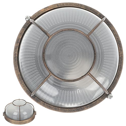 Lurrose pantalla de la vendimia luz de mamparo accesorio Aplique de pared exterior de mamparo luz del patio redondo pequeña lámpara de época lámpara de mamparo aluminio