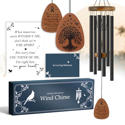 Sympathy Wind Chimes 37 inches Funeral Gift with Premium Packaging and Sympathy Card Memorial for Loss of a Loved One, Outdoor Bereavement Mom Dad Family