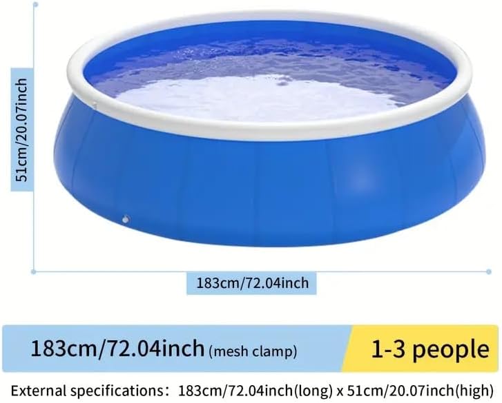 Miniatura 2 de Montary Piscina inflable grande de 72 x 72 x 20 pulgadas para niños y adultos, piscina de verano gruesa para patio trasero, diseño inflable al aire