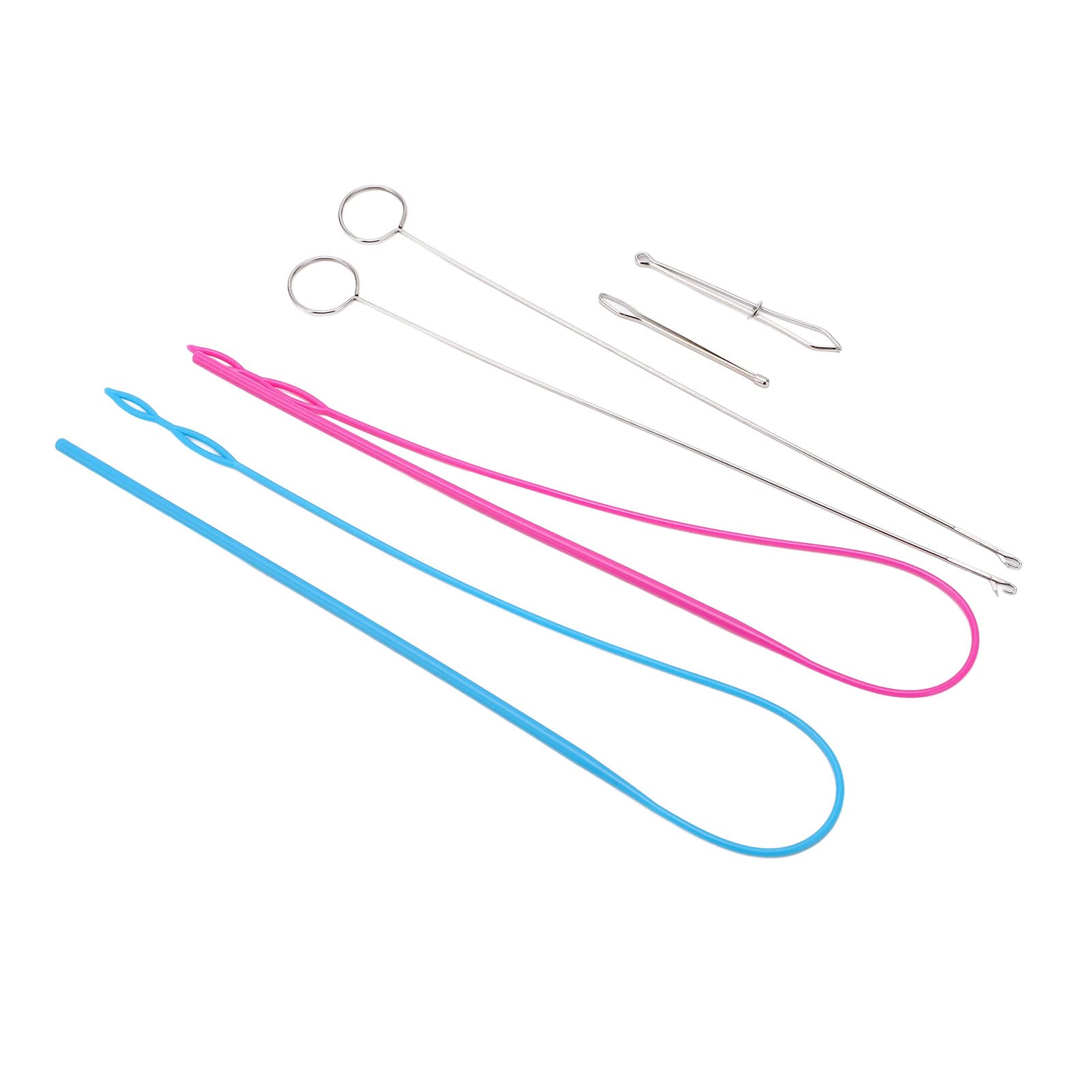 Eujgoov 6Pcs Sewing Loop Kit Include Loop Turner Hook Drawstring Threader Metal Tweezers Loop Turner Tool with for Fabric Belts Strips