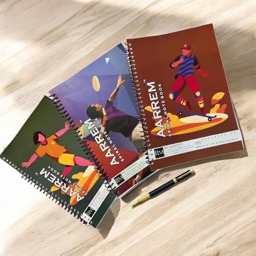 Image of A4 Spiral Notebook Set, Pack-3, 200 Pages Each, White Ring Binding, Plain /Unruled, 70 GSM Chlorine-Free Paper, 200 Total Pages