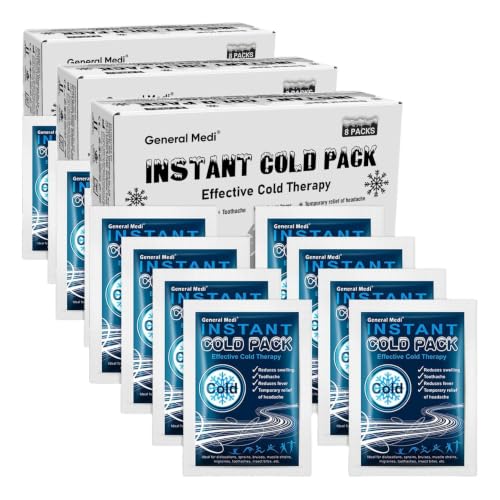 Image of General Medi Instant Ice Cold Pack (4 inchx 5.5 inch) - 24 Packs Disposable Cold Therapy Ice Packs for Pain Relief, Swelling, Inflammation, Sprains, Toothache - for Athletes & Outdoor Activities