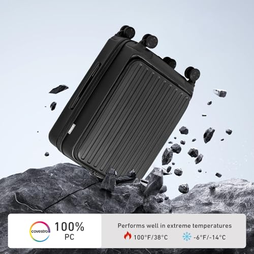 Image of KYME 30-Inch Large Checked Luggage, 100% PC Hardside Suitcase with TSA Lock & Double Spinner Wheels, Durable Travel Hard Shell for Men & Women (Black)