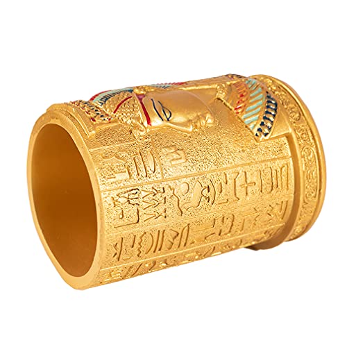 lachineuse, Golden Egyptian Pencil Pot, Antique Egypt Office Decoration, with Hieroglyphs - Image 2