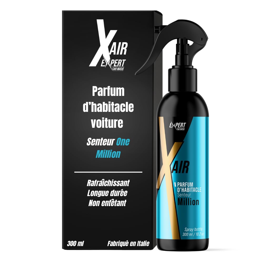 X Air - Parfum Voiture Intérieur Spray 300 ml - Senteur One Million - Désodorisant Voiture Longue Durée Non Entêtant - Élimine Odeurs Tabac & Animaux - Concentré & Économique - Fabriqué en Italie