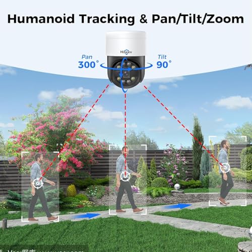 Image of Hiseeu 4K PoE Security Camera System with 8pcs 5MP PoE PTZ Cameras | Color Night Vision,300 Pan 90 Tilt, Human Tracking 2-Way Audio, 24 /7 Recording for Outdoor Indoor