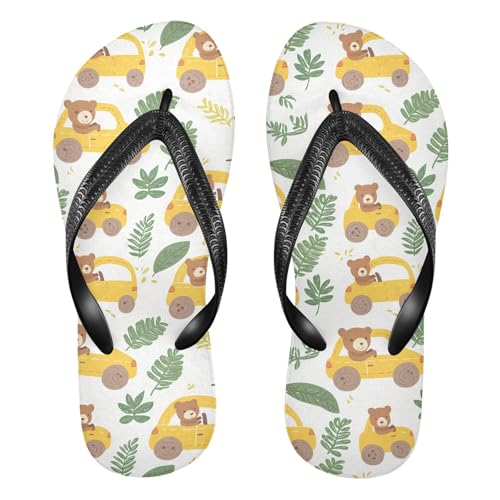 Bears Yellow Cars Green Leaves Flip Flop Beach Summer Casual Sandal for Women & Men Shower Shoes 20861769