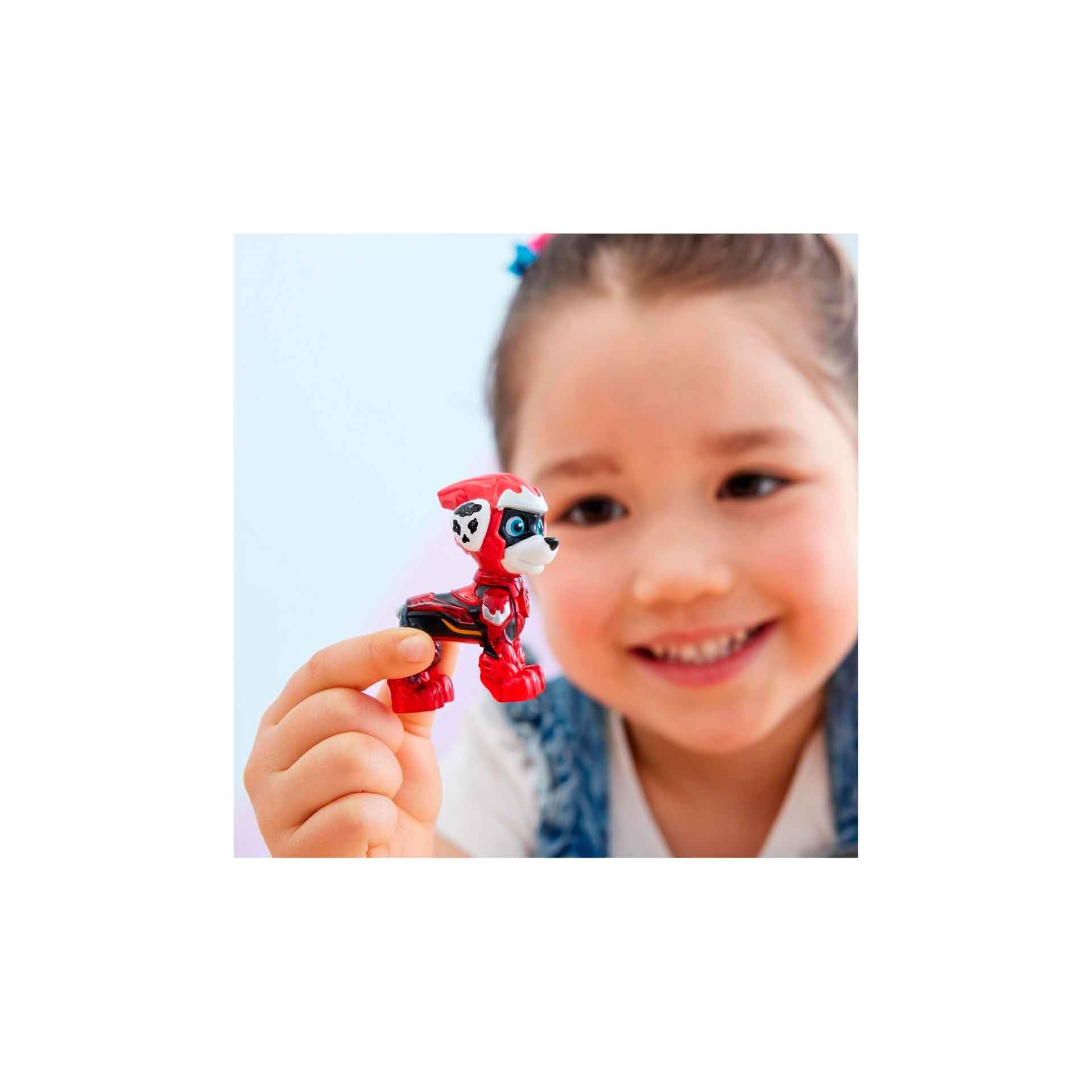 PAW PATROL: Marshall Mighty Super Hero Base Vehicle Puppy Figure Fire Train Light Sound Effect Toy Suitable for Ages 3+