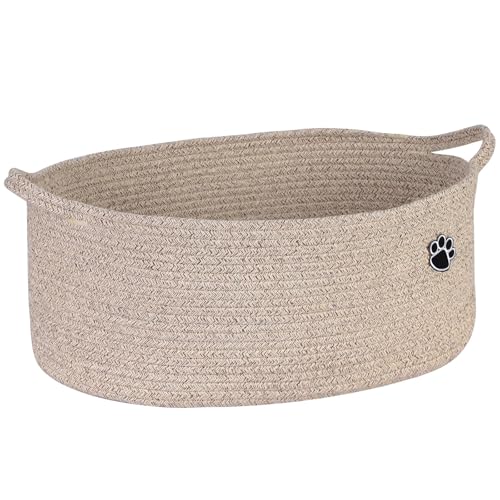 Image of Optish Dog Toy Basket, 30L Toy Box and Bin for Dog Cat Storage, 19.7 inch X 11 inch X 7.9 inch Large Woven Rope Basket for Blankets, Living Room, Bedroom, Brown