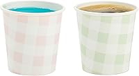 Vista 6 de Sparkle and Bash Gingham Cups - 100 Pack, 4 oz, Pastel Gingham - Mini Disposable Paper Cup for Espresso Shots - Pastel Disposable Coffee Cups Pastel