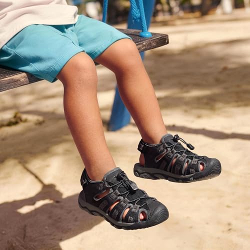 Image of DREAM PAIRS Boys Girls Summer Outdoor Athletic Sport Sandals Walking Water Hiking Hook and Loop Adjustable Multicolor for Toddler /Little /Big Kids