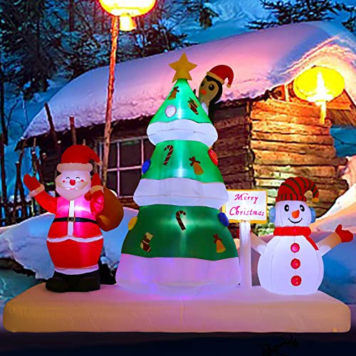 6Ft Christmas Inflatables Outdoor Decorations Christmas Tree, Snowmen And Santa Claus Combination With Built-In Leds Blow Up Inflatables For Xmas Party Indoor Outdoor Yard Garden Lawn Décor #TOP4