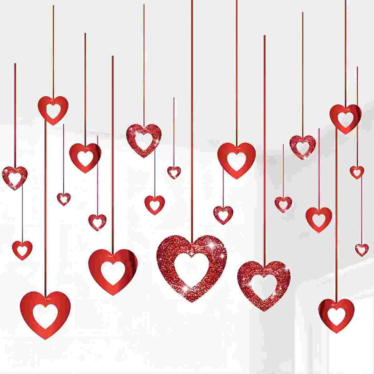 40 Pezzi Cuore a Spirale Pendenti Probuk Rosso Glitter Cuore Hanging Swirls Decorations,Appendere Spirale Decorazione del soffitto per Anniversario,Compleanno,Feste,Matrimoni,Natale,San Valentino