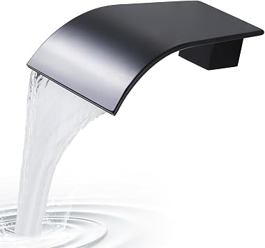 Black Waterfall Tub Spout Wall Mount Bathtub Faucet - High Flow Laminar Waterfall Tub Filler Faucet, Cascading Flow Spout for Vessel Sink, Black Bathtub Faucet, Bathtub Fill Spouts
