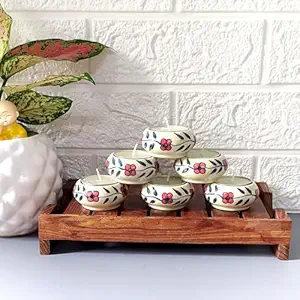 AAV World Colorful Floral Hand-Painted Tealight Candle Holder with tealight Candles Set of 6 (Red)