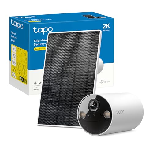 Tapo C410 KIT Telecamera WiFi Esterno ad Energia Solare, 2K 3MP, Batteria 6400mAh fino a 180 Giorni dopo una Singola Carica, Visione Notturna a Colori, Allarme Con Rilevamento del Movimento,