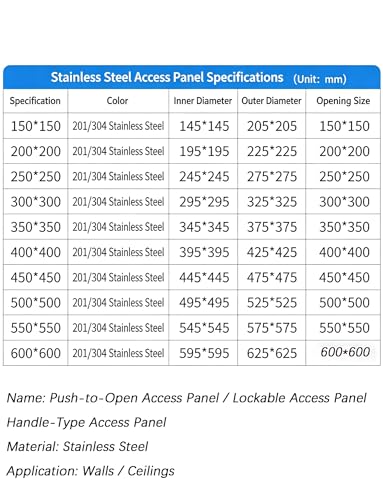 Panel de acceso de acero inoxidable para techo de paneles de yeso con cierre de inspección 3