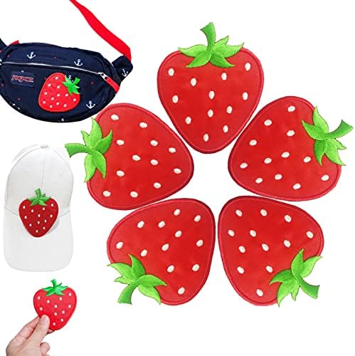 5 Pcs Strawberry Patches for Clothing - Strawberry Applique Patches - Fruit Glue Patches - Fruit Patches Iron on for Jackets - Kawaii Patches Iron on - Nice for Art or Fun Projects and get Attention